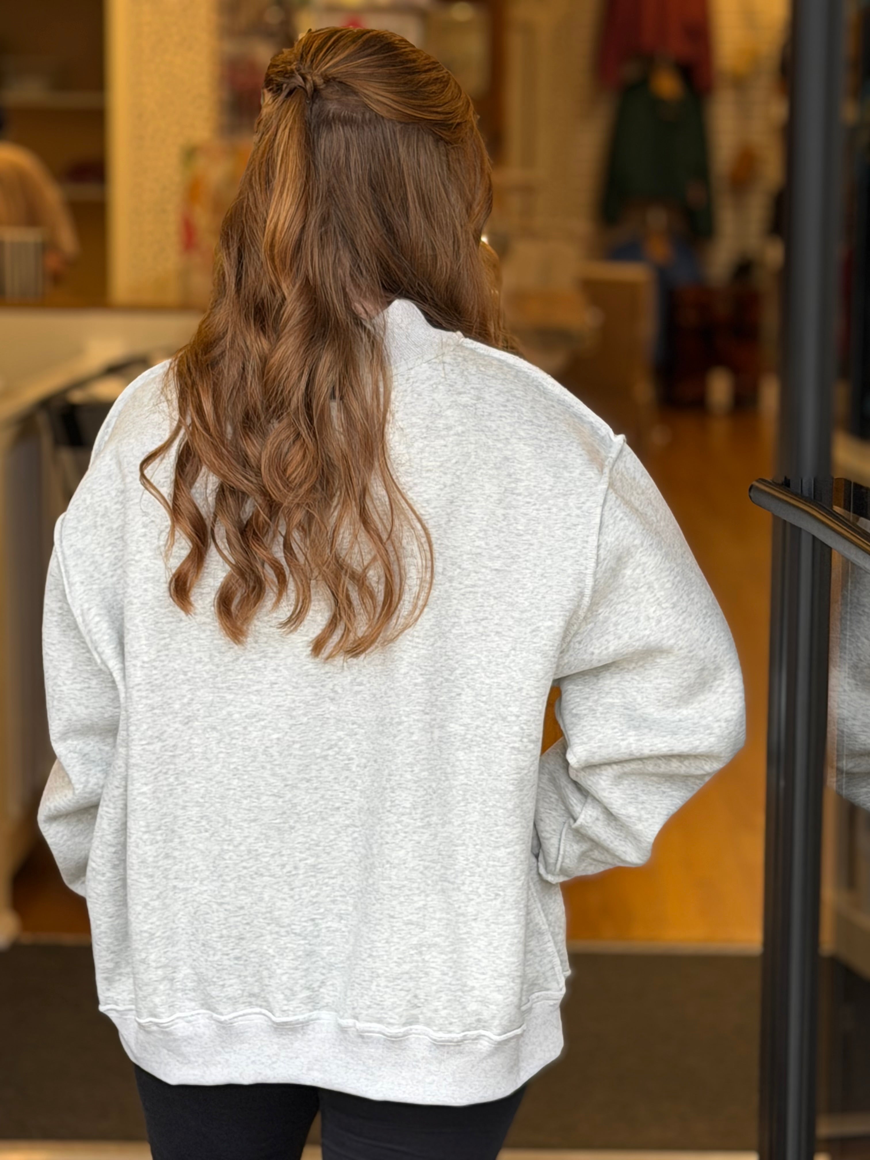 Grey Mock Neck Sweatshirt