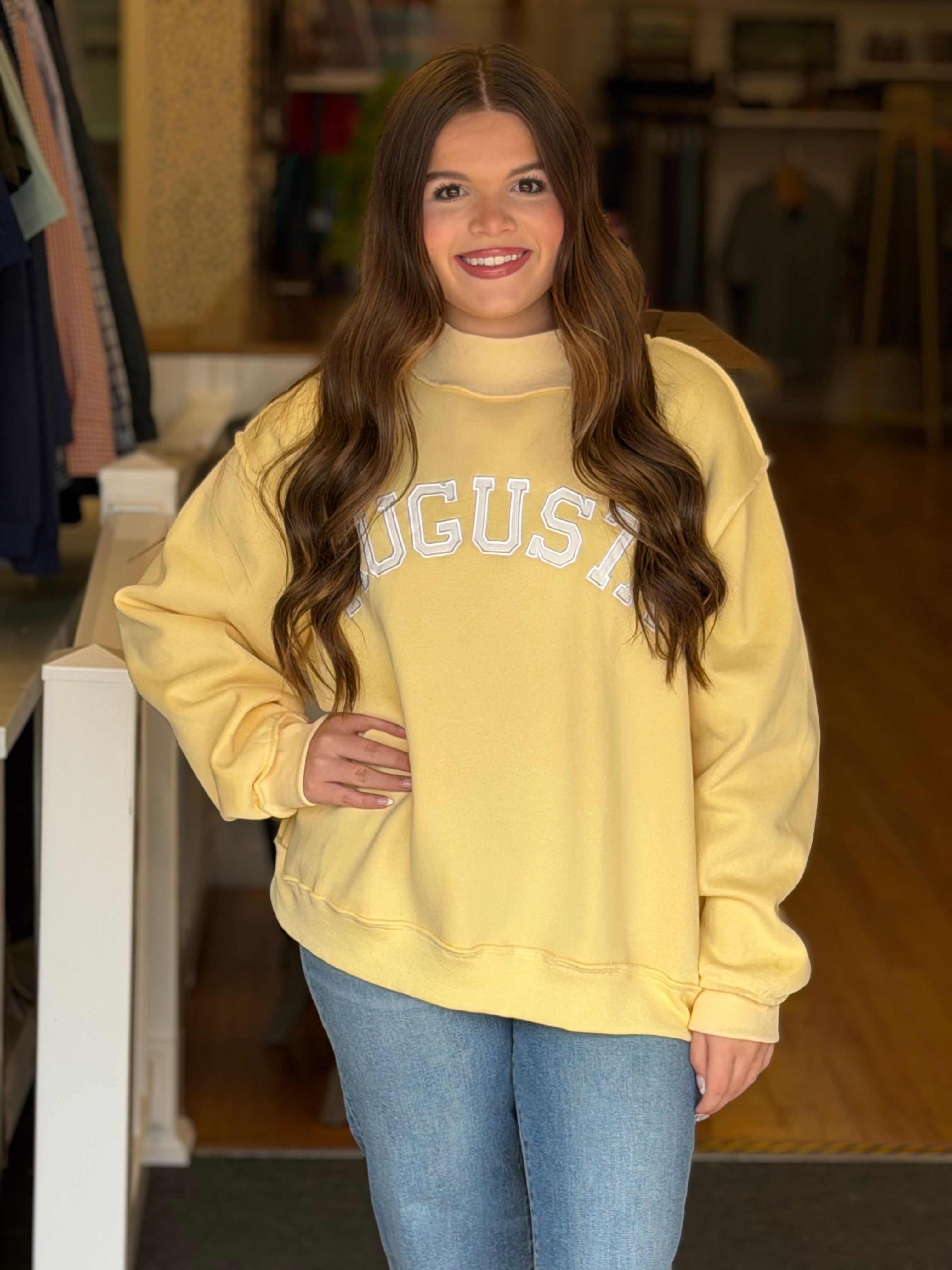 Augusta Print Mock Neck Fleece Sweatshirt - Yellow