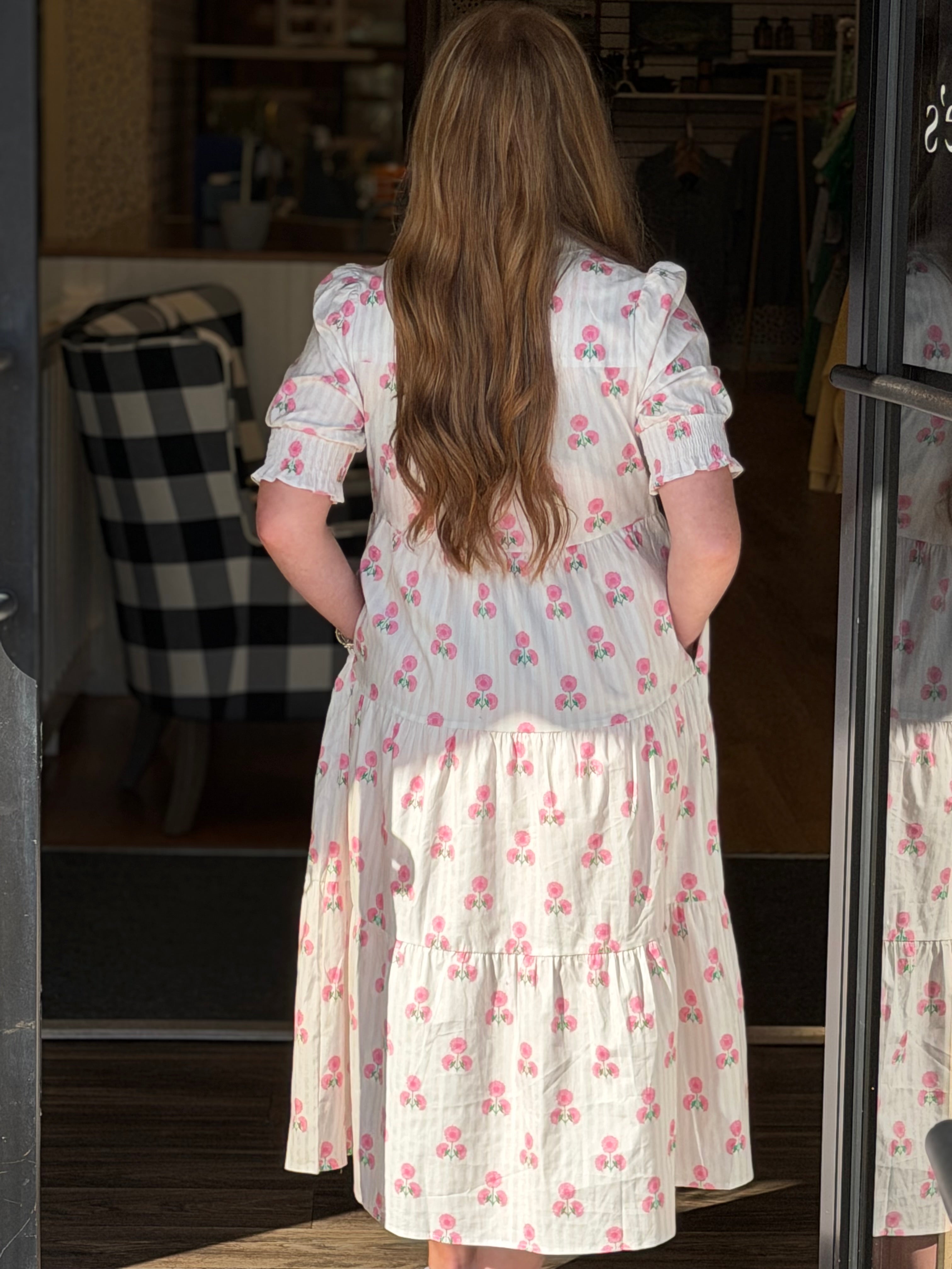 Mary Square Molly Dress - Floral Fanfare Green