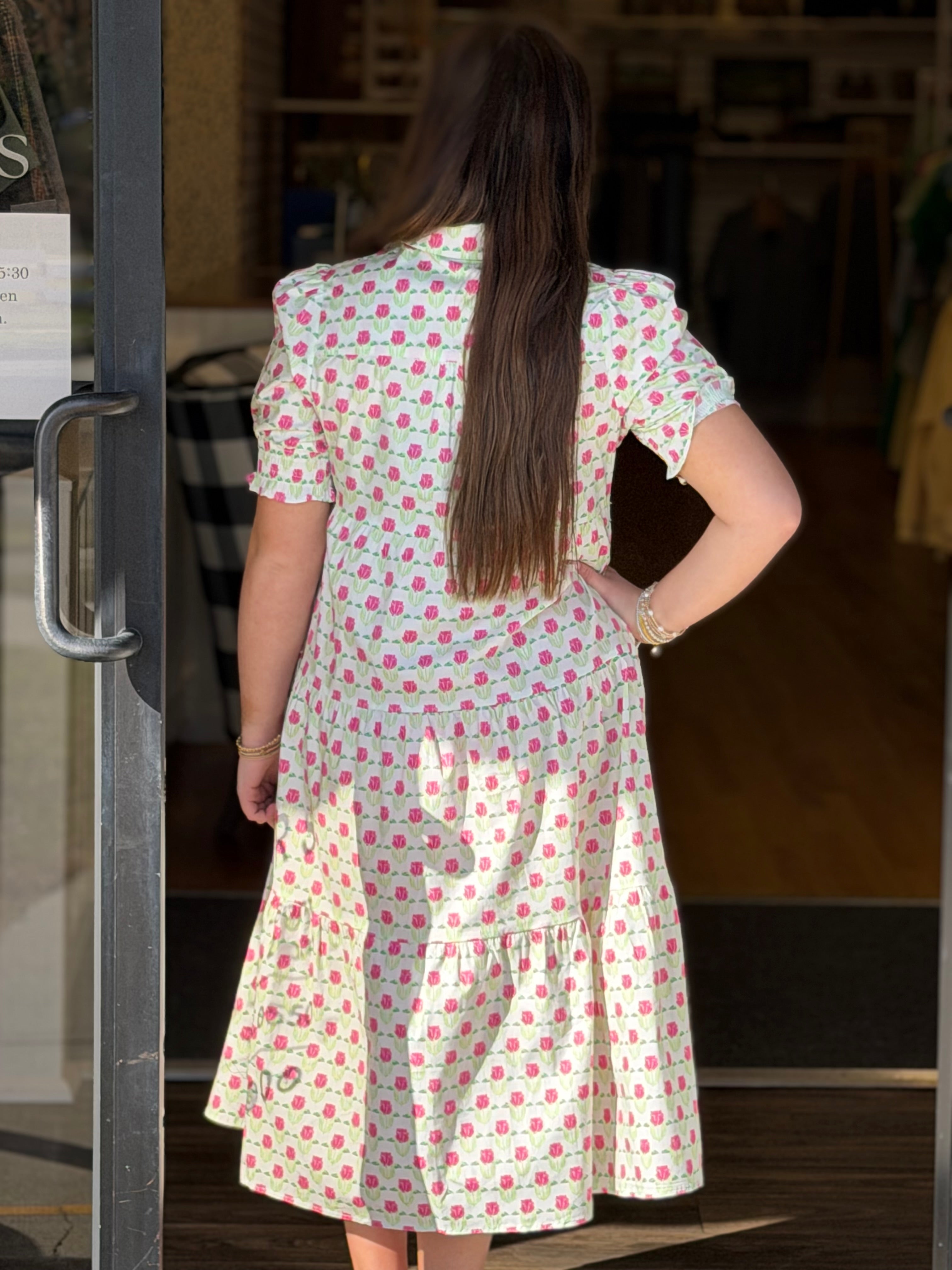 Mary Square Molly Dress - Sweetbriar Stripe Pink