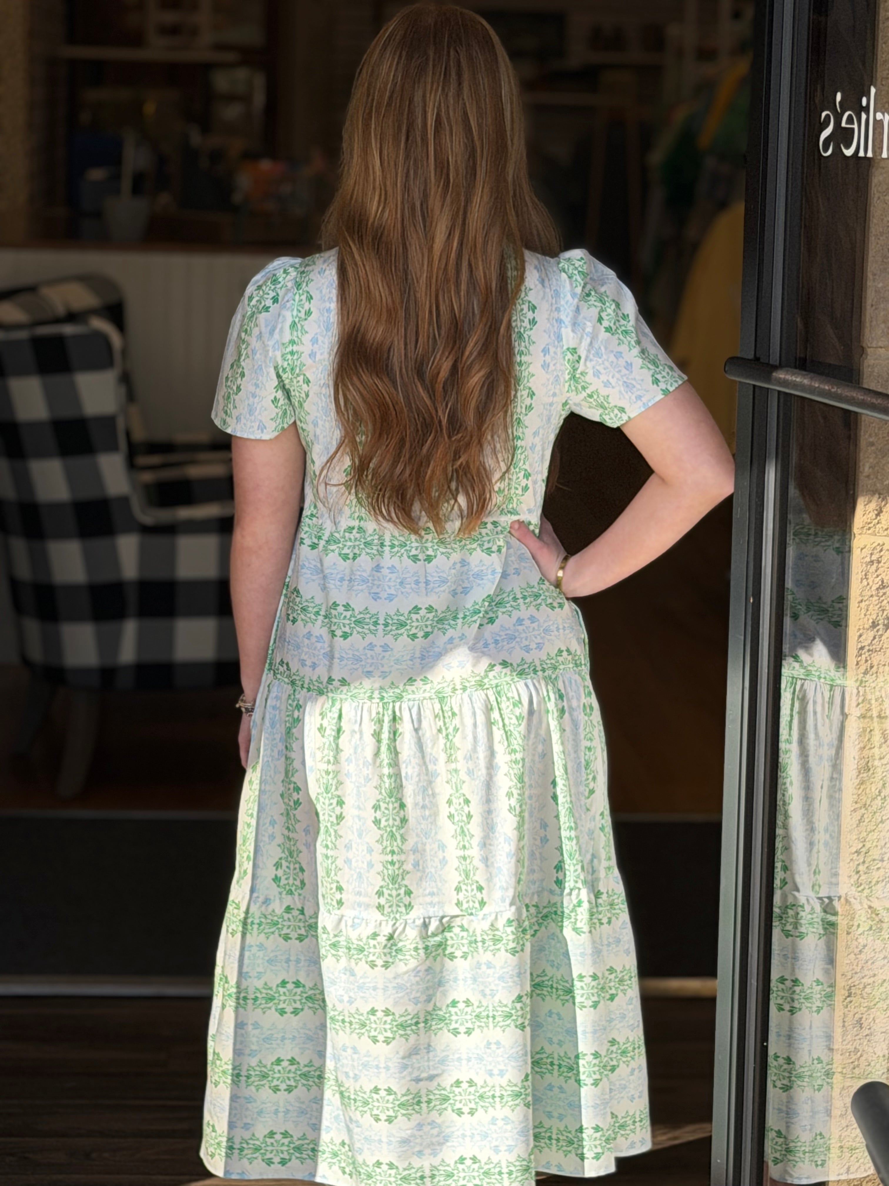 Mary Square Ivy Dress - Heirloom Vine Green