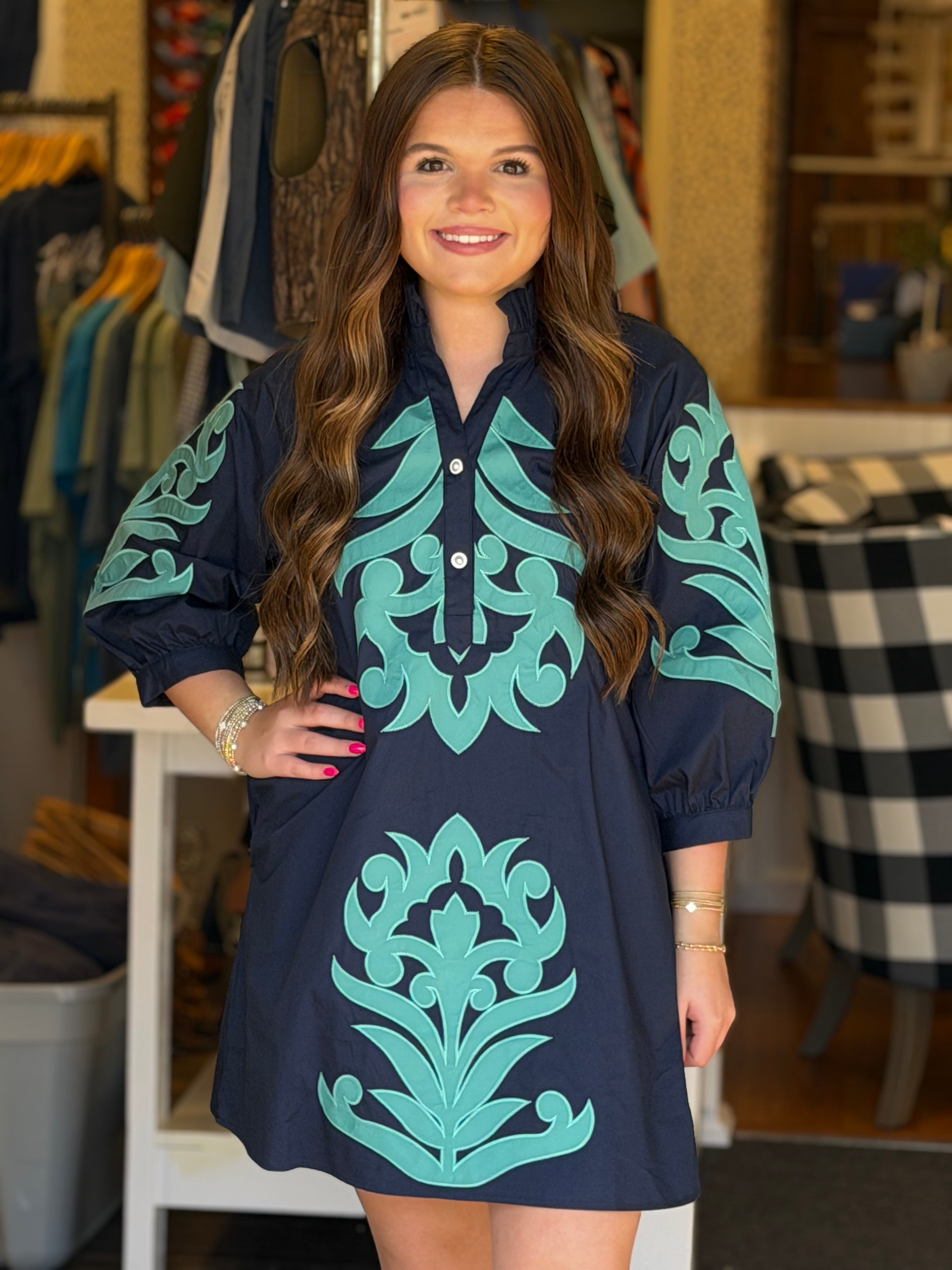 Date Night Dress - Navy and Blue