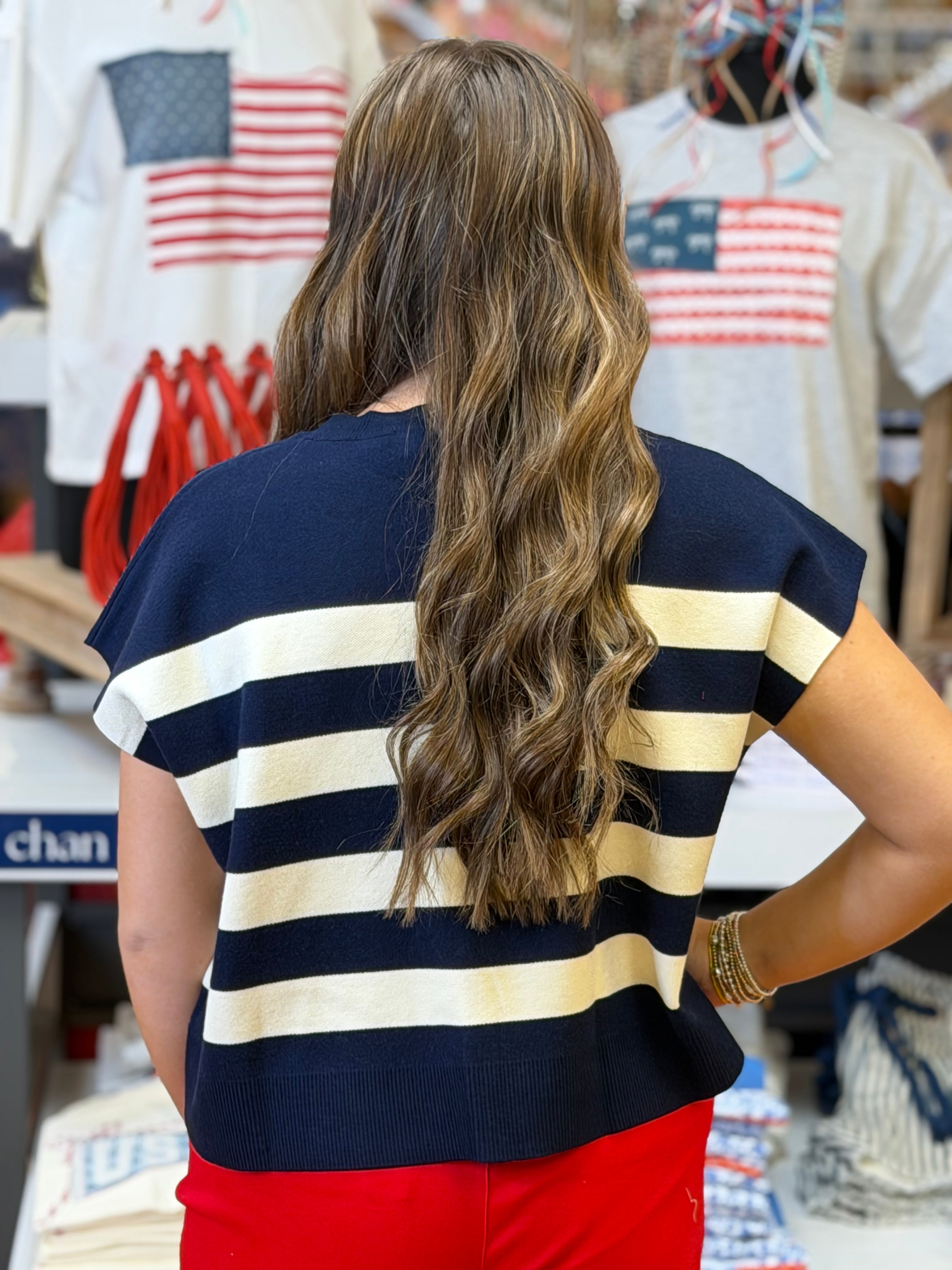 Love Is In The Air Sweater - Navy and White