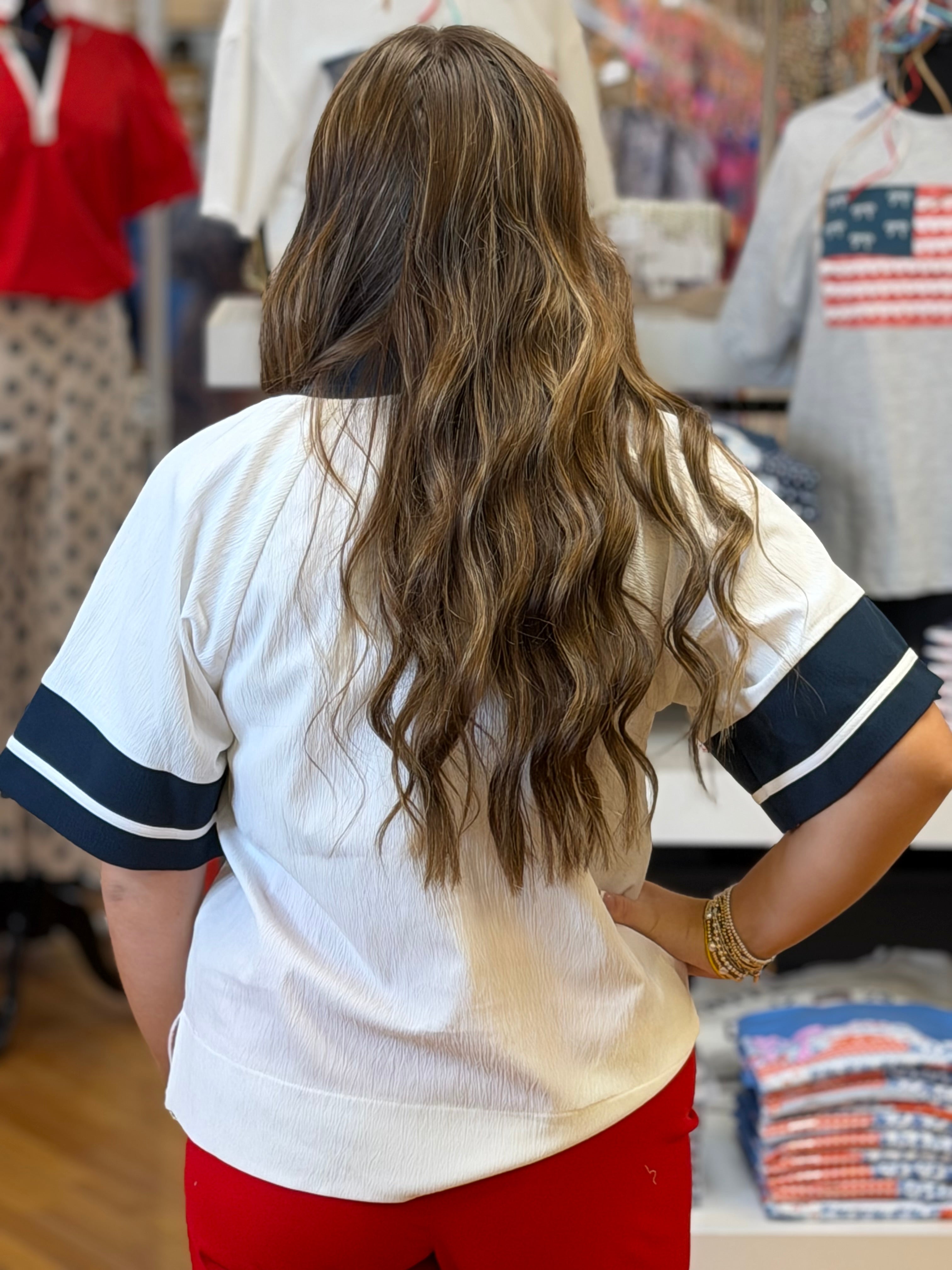 Sunday Best Top - Navy and White