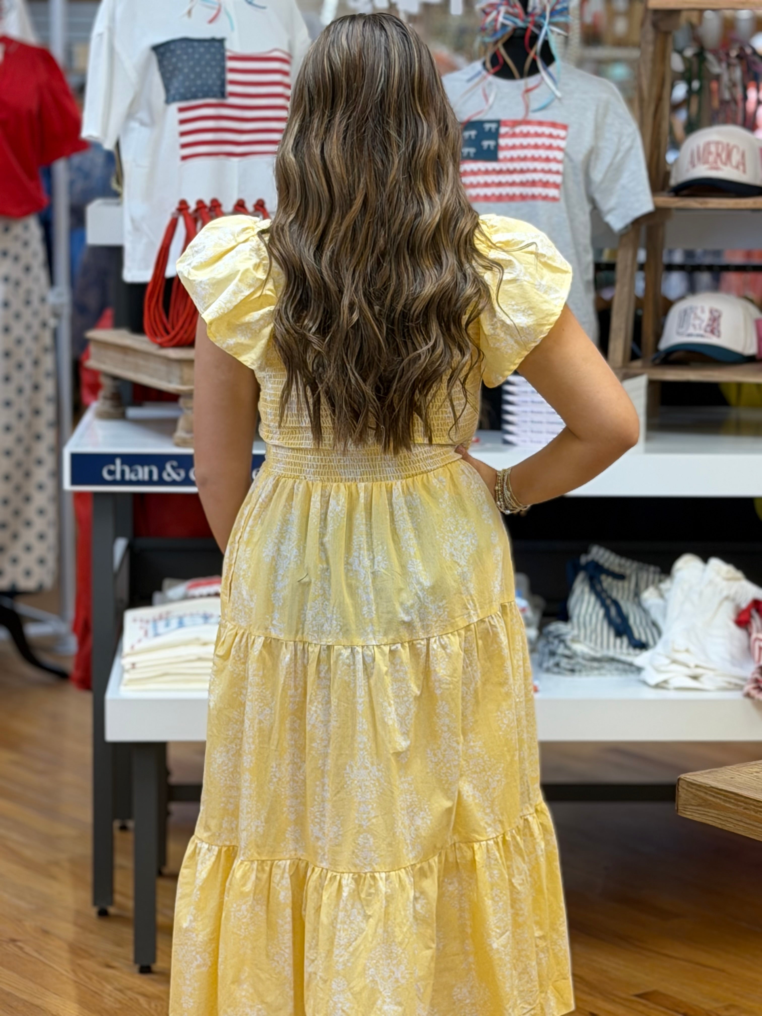 8 Oak Lane Golden Damask Smocked Dress