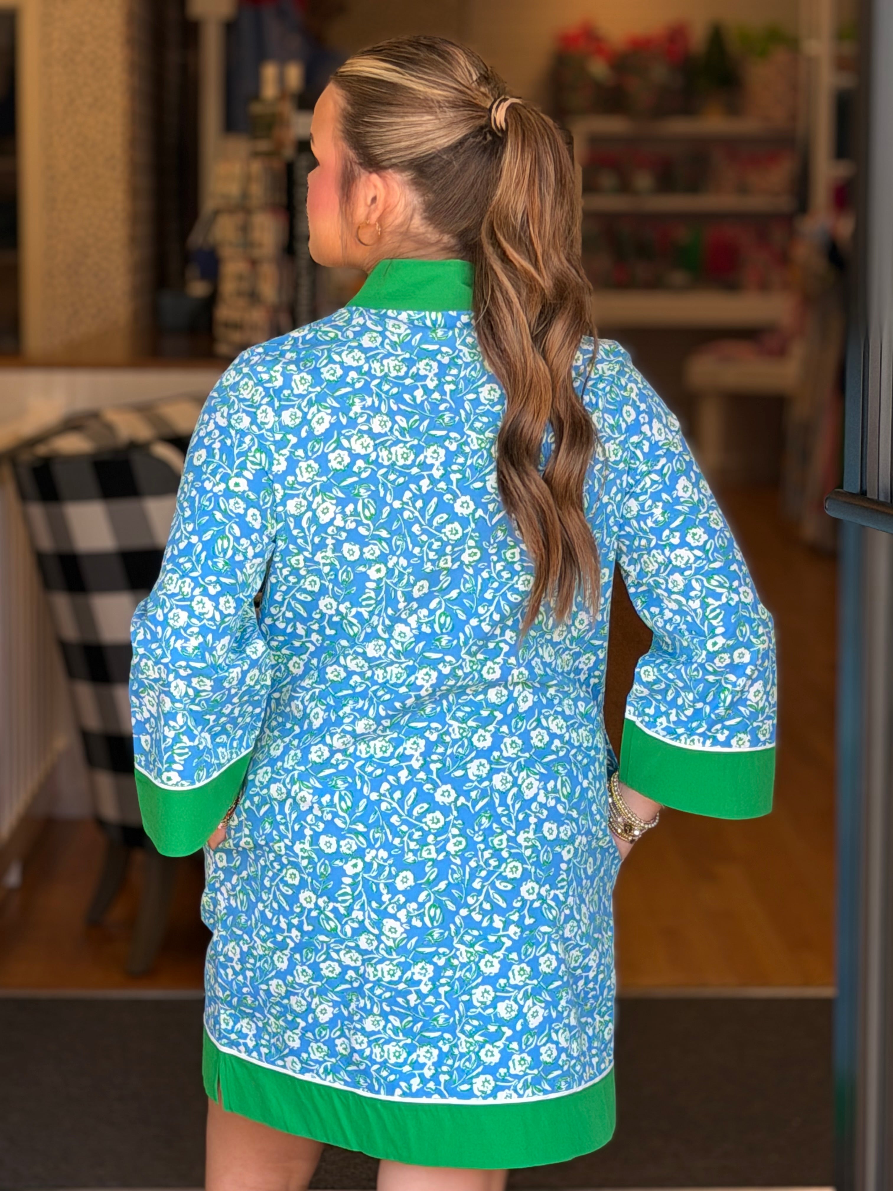 Mary Square Brenda Dress - Meadow Line Blue
