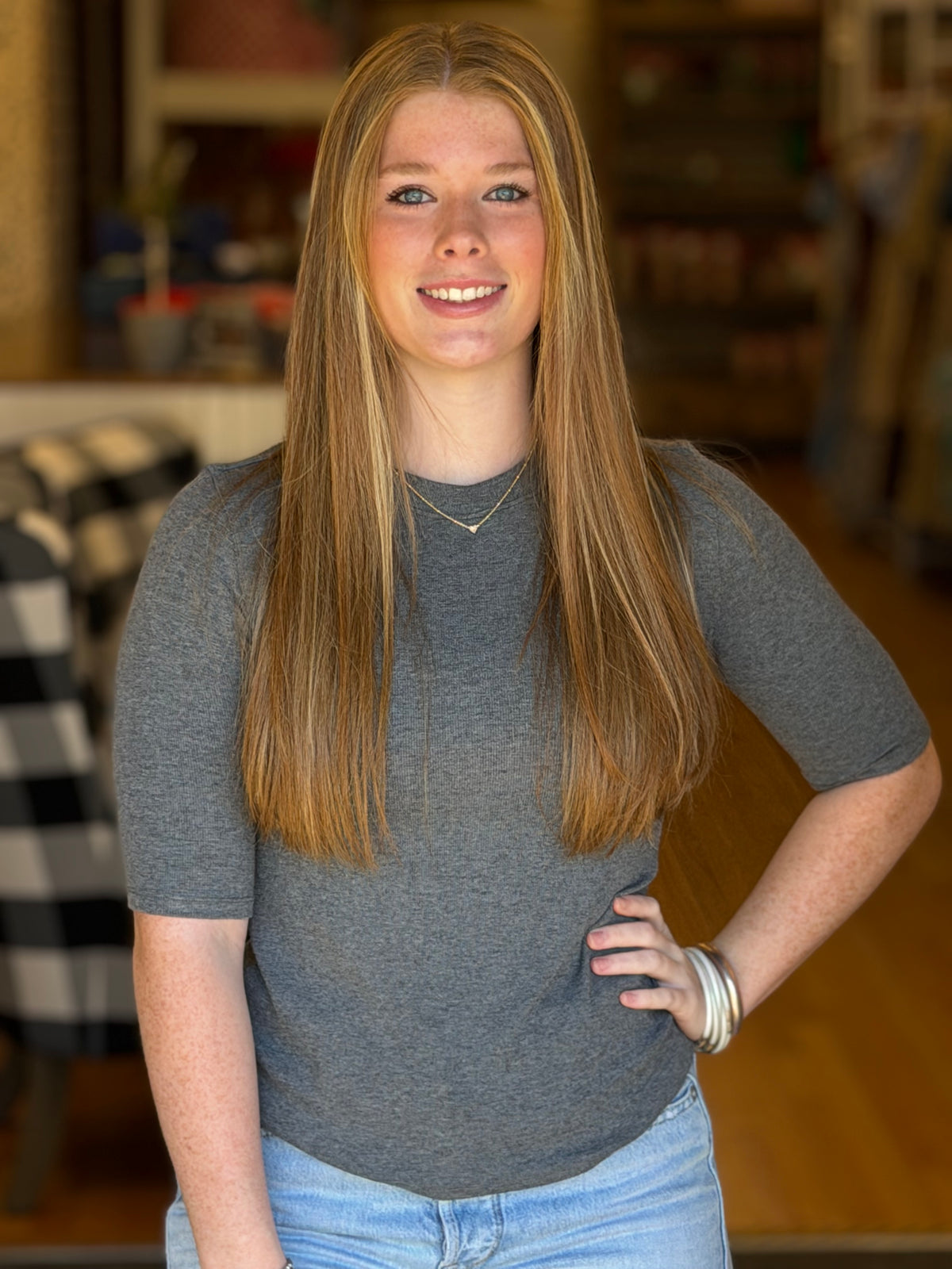 Classic Ribbed Crewneck Shirt - Heather Grey