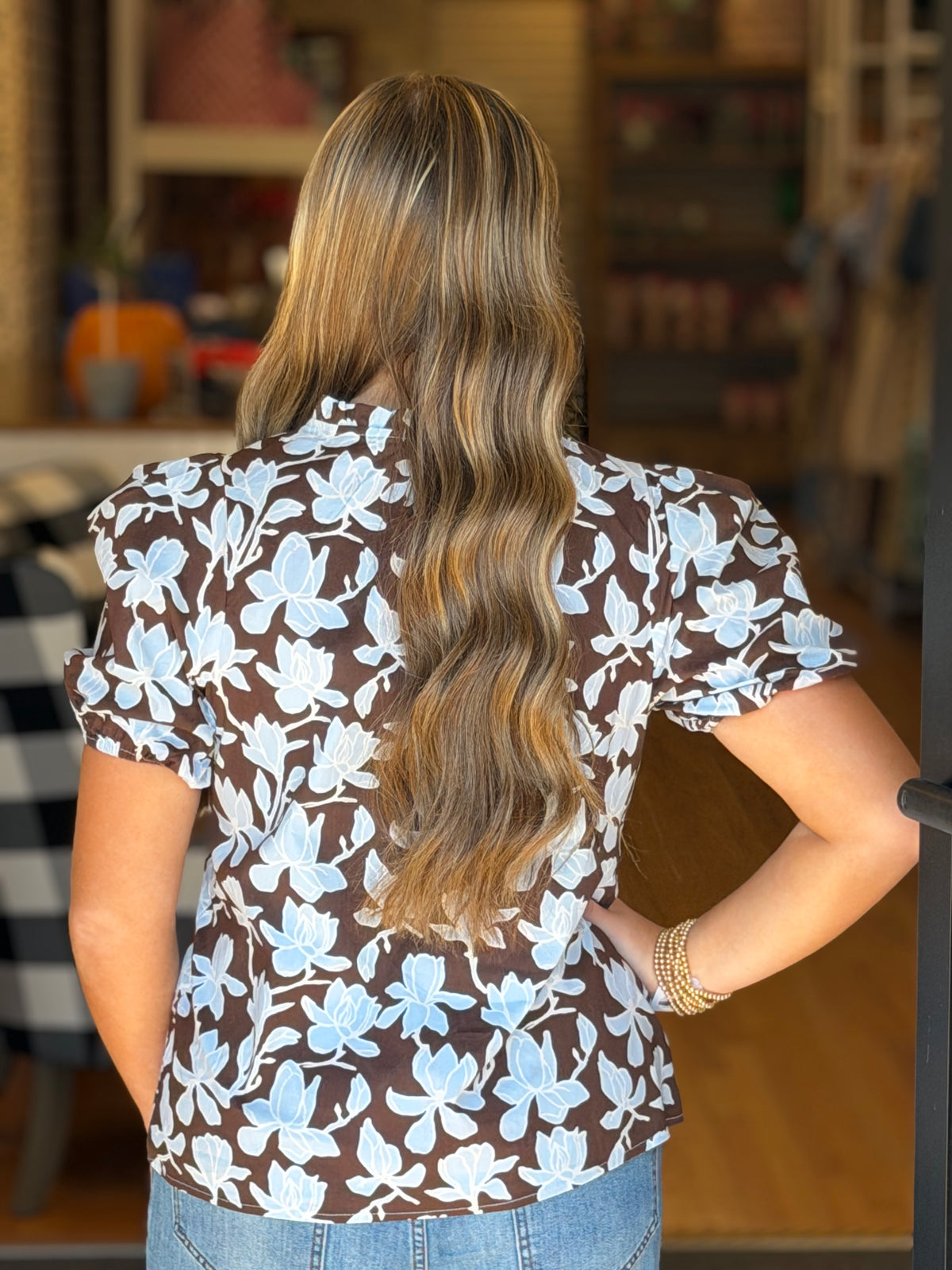 Mary Square Lainey Top - Growing Grace Blue