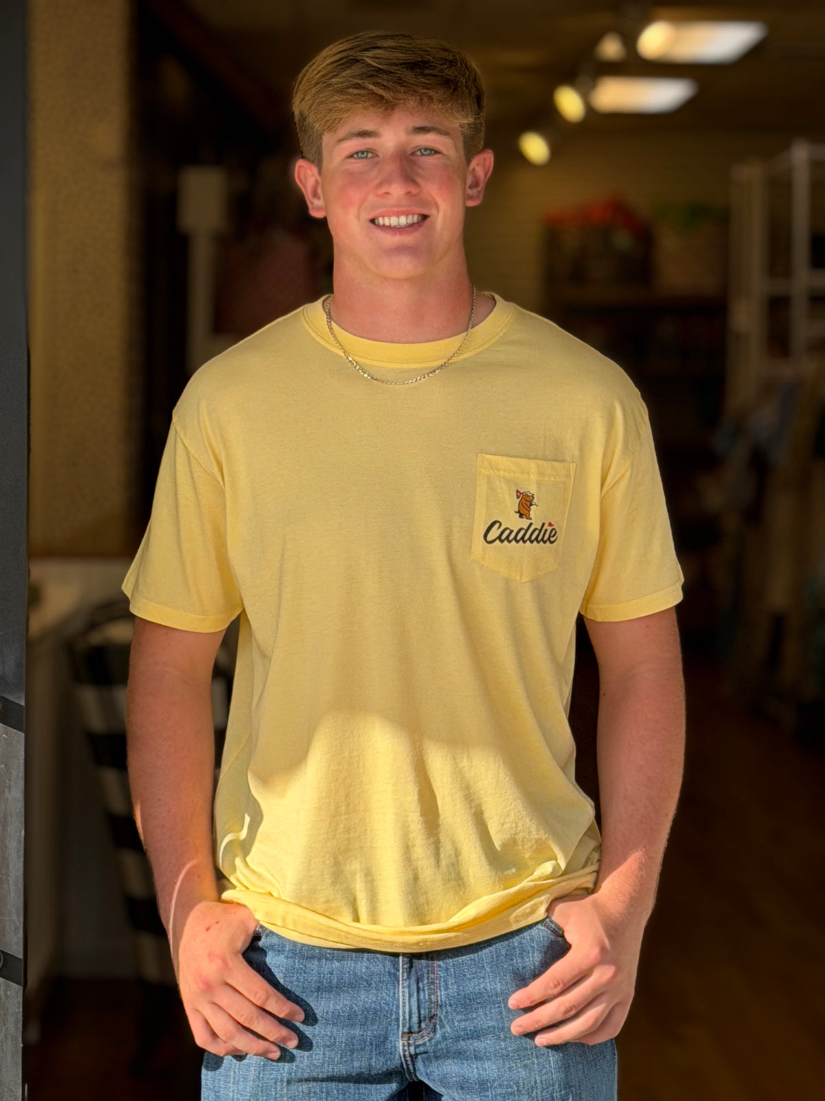 Caddie Lined Up Tee - Yellow