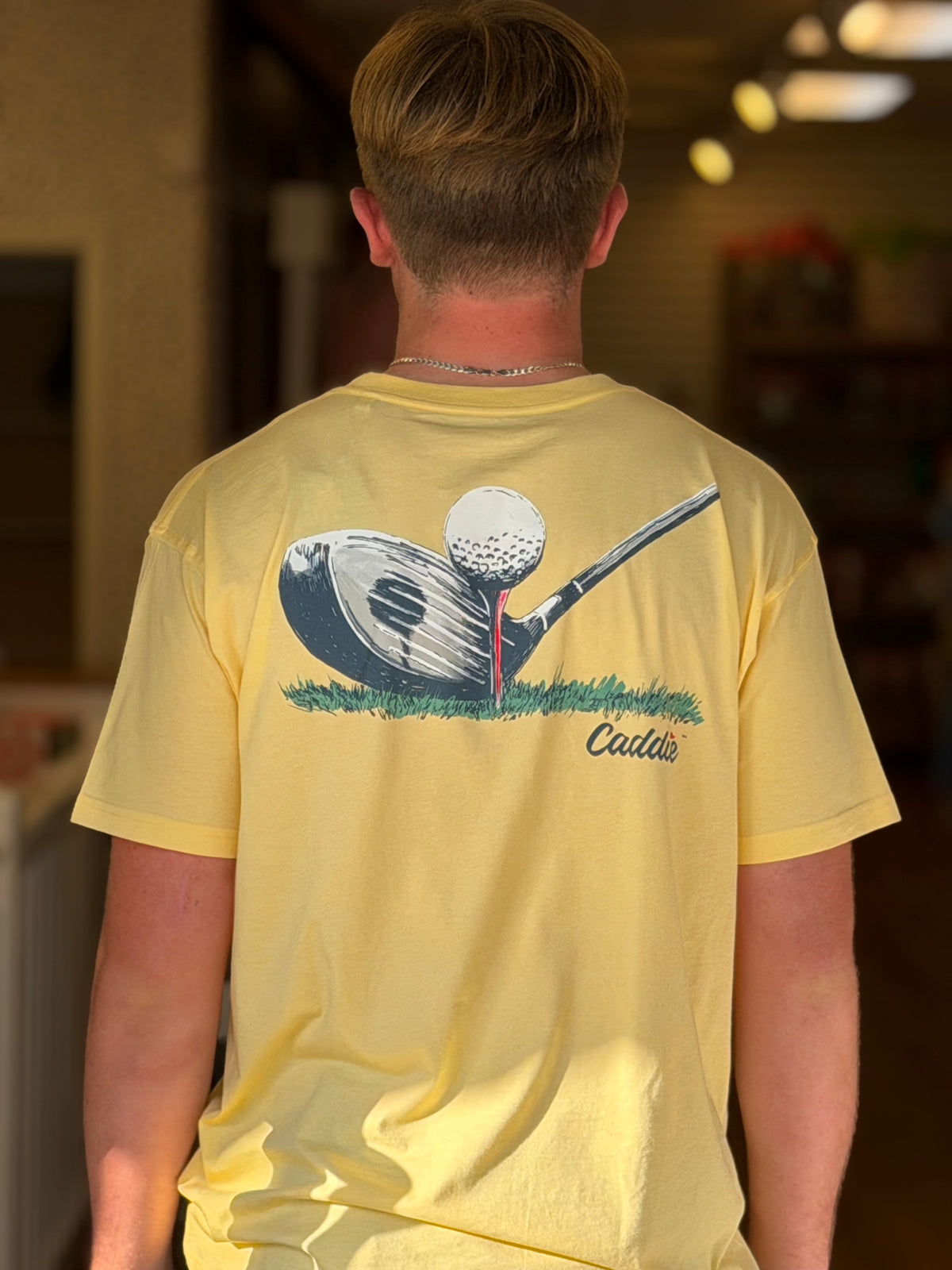 Caddie Lined Up Tee - Yellow