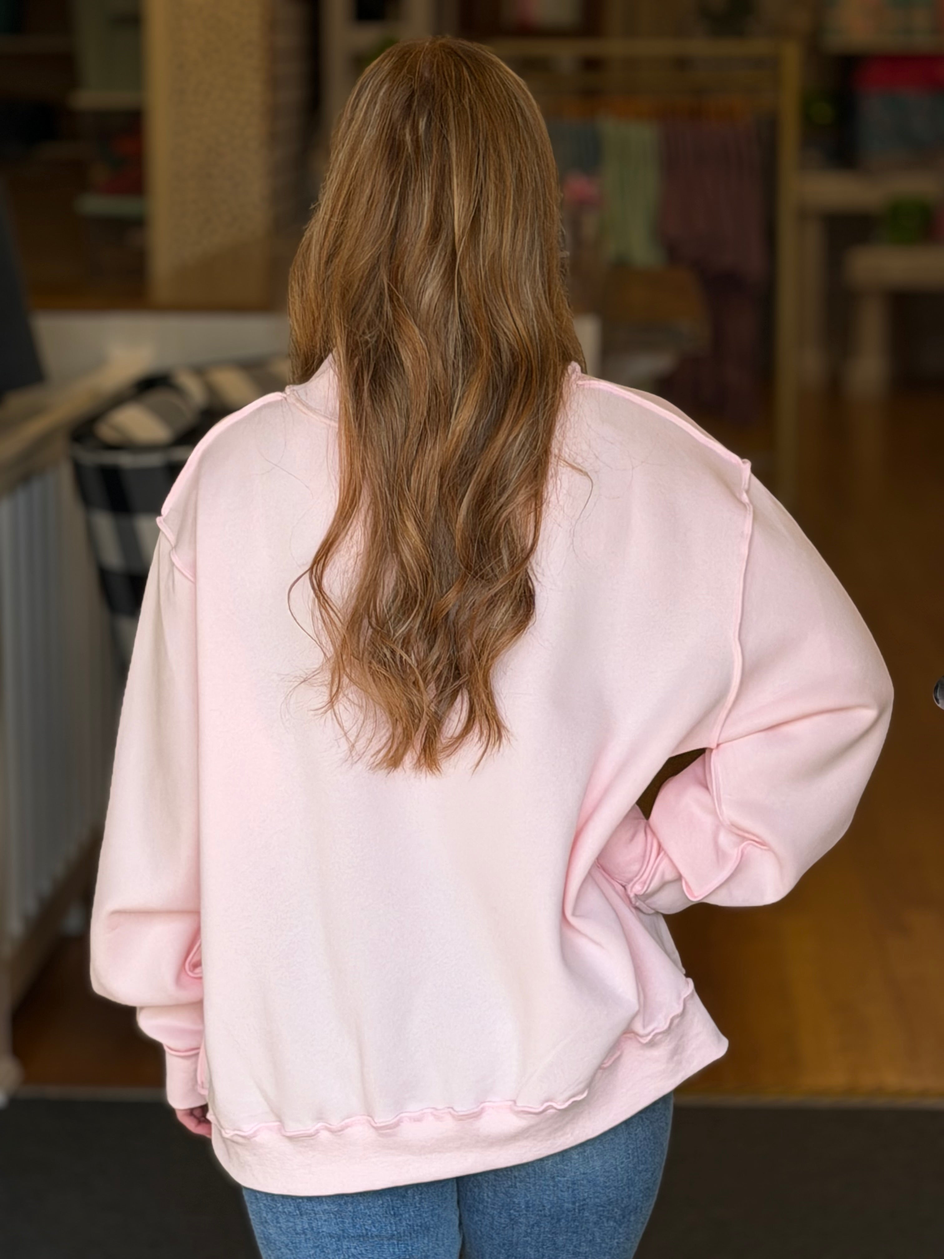 Mock Neck Oversized Sweatshirt - Ballet Pink