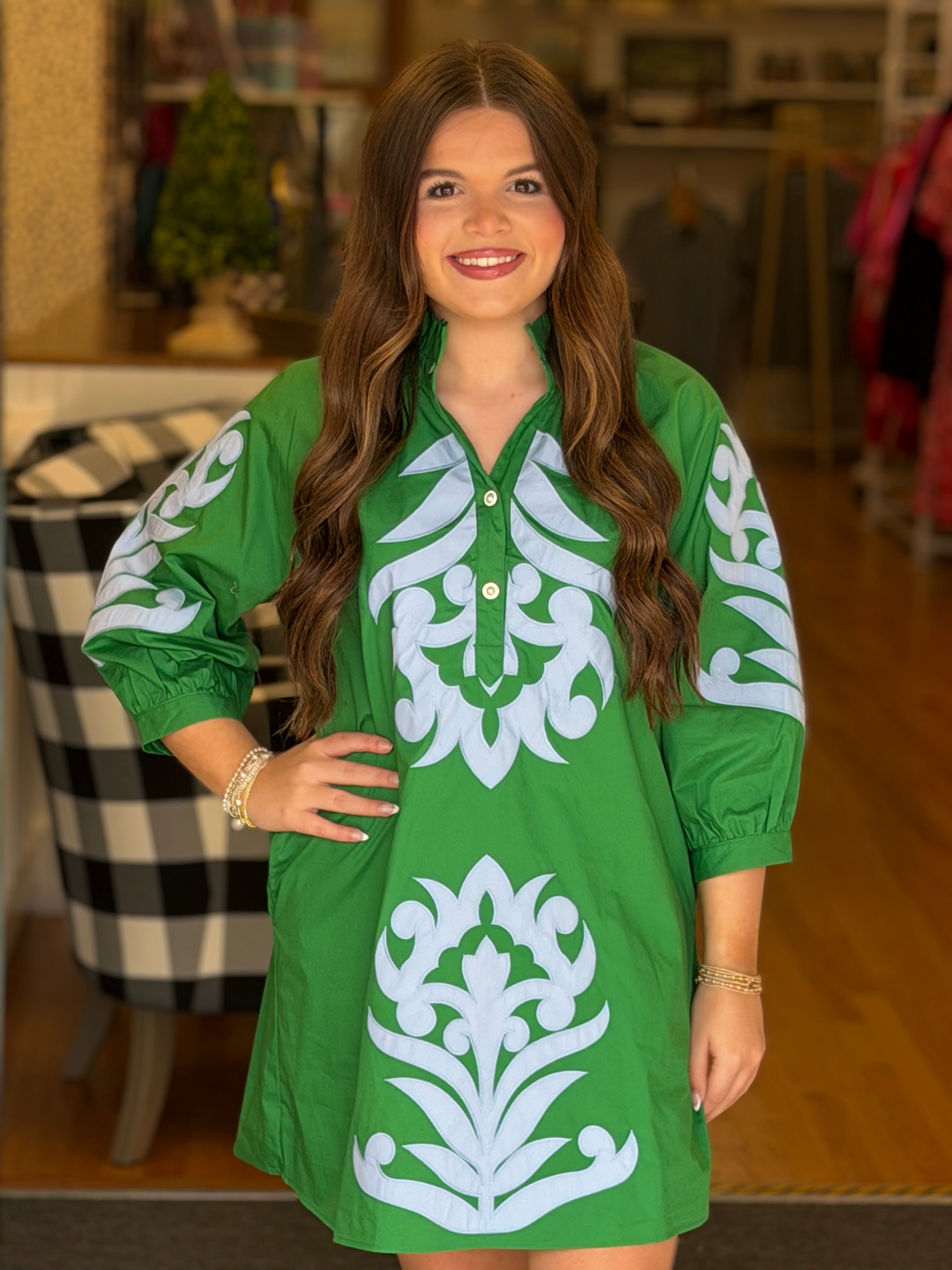 Date Night Dress - Green and Blue