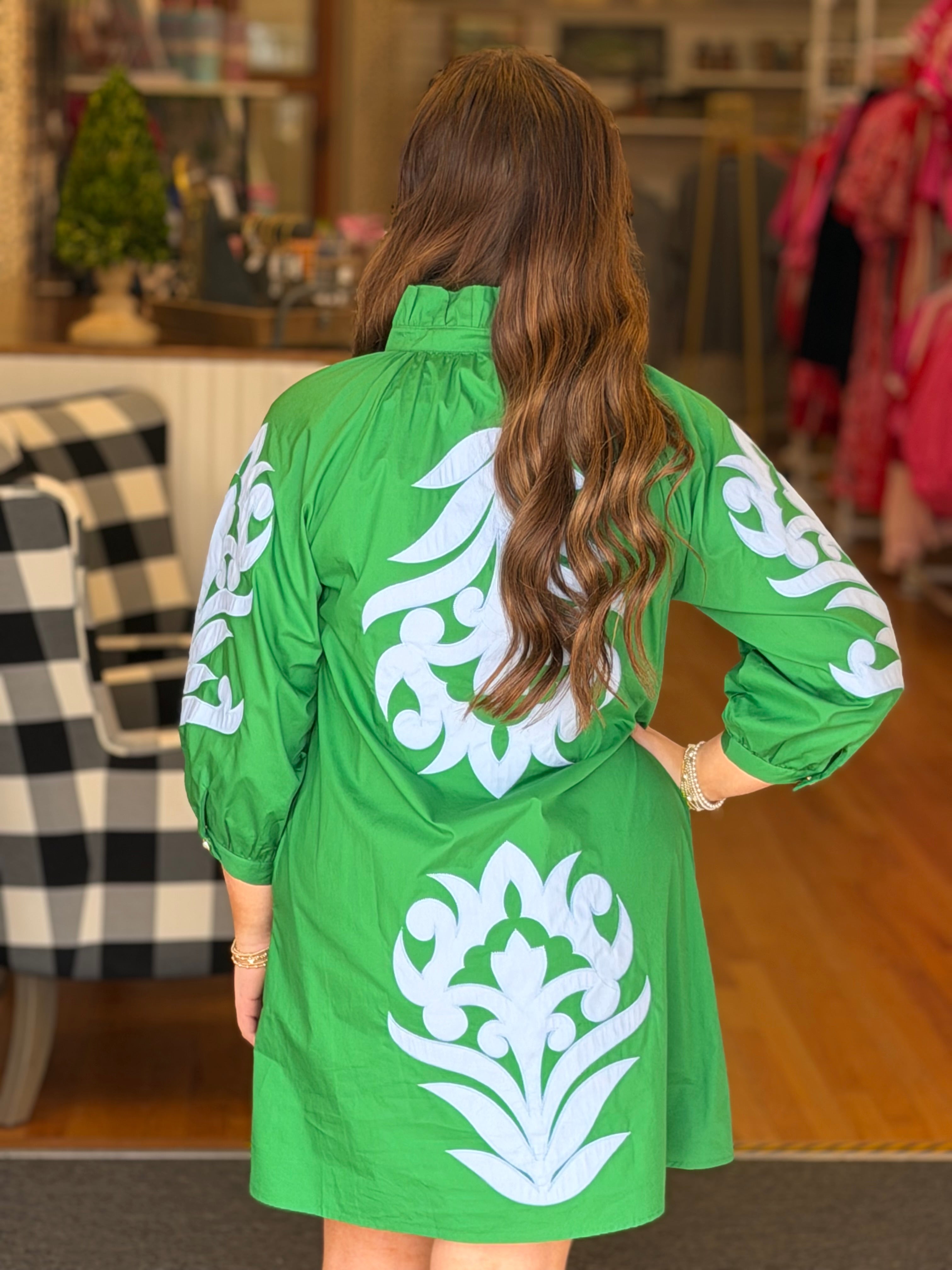 Date Night Dress - Green and Blue