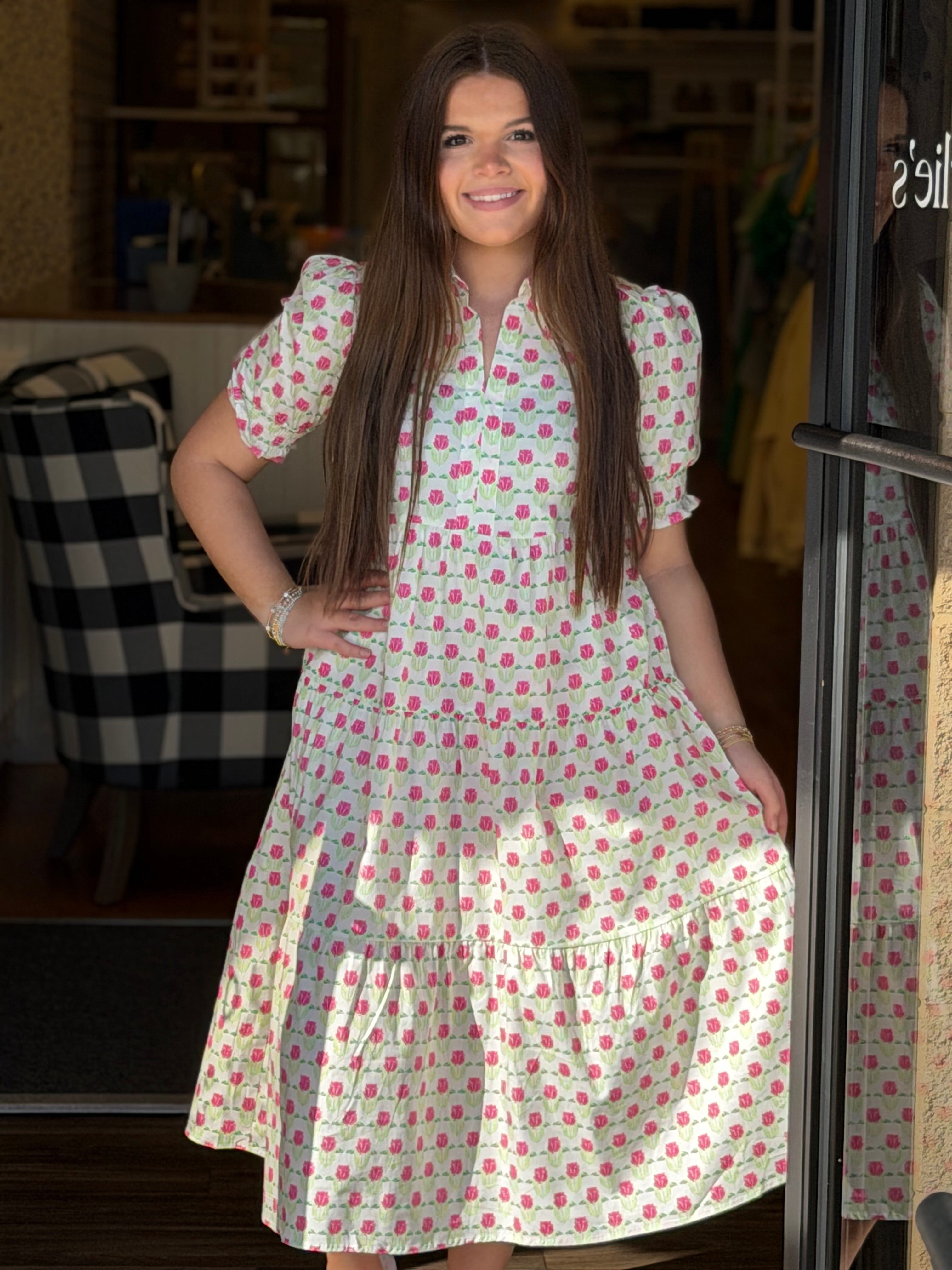 Mary Square Molly Dress - Sweetbriar Stripe Pink
