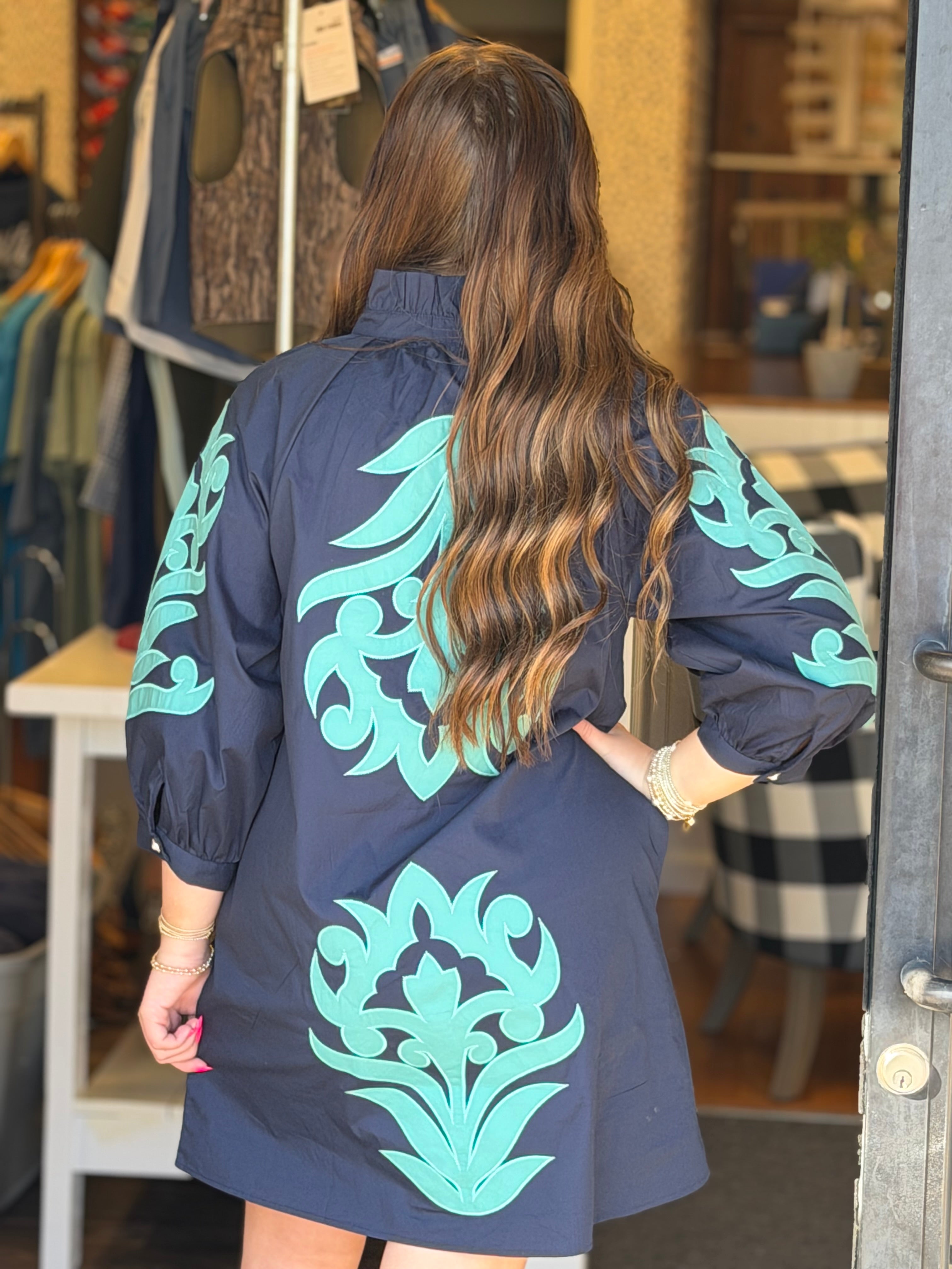 Date Night Dress - Navy and Blue