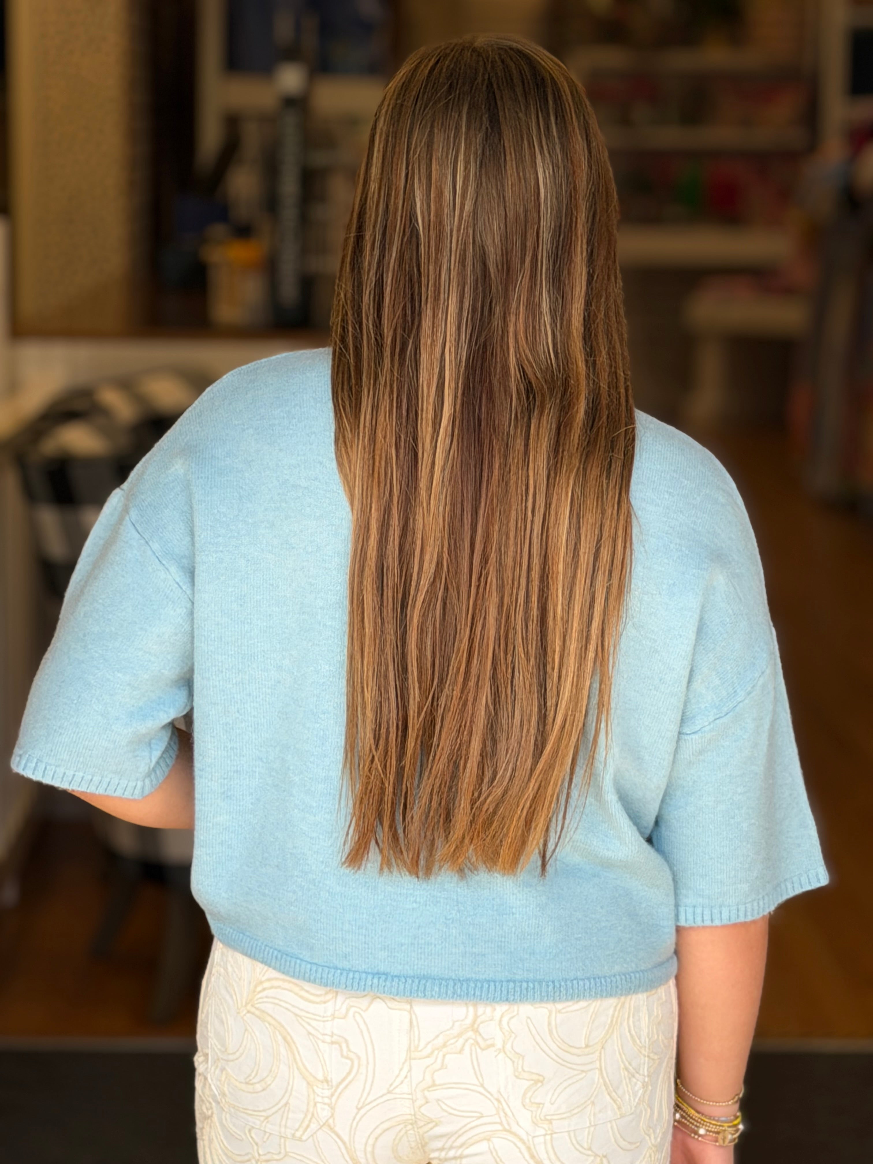 Solid Button Down Short Sleeve Cardigan - Baby Blue