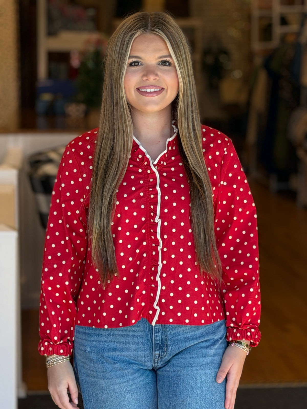 Big Business Top - Cranberry and Ivory