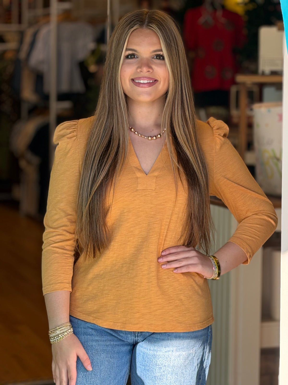 Mary Square Adelyn Top - Honey